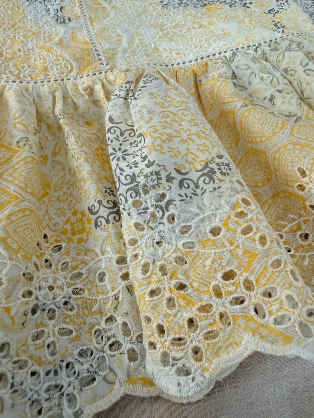 Rachel Zoe | Yellow Cotton Sundress | Embroidered Placket | Smocked | S - Picture 7 of 16